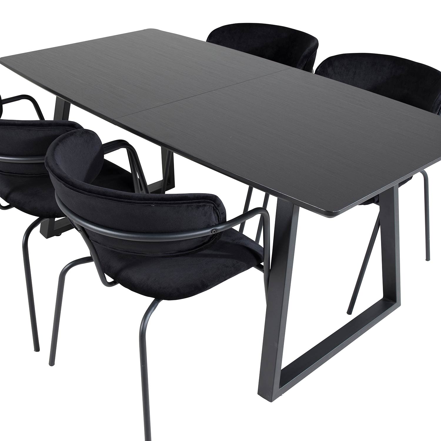 Inca Extentiontable-Black top/Arrow armchair-Black Velvet_4 Svart/Svart