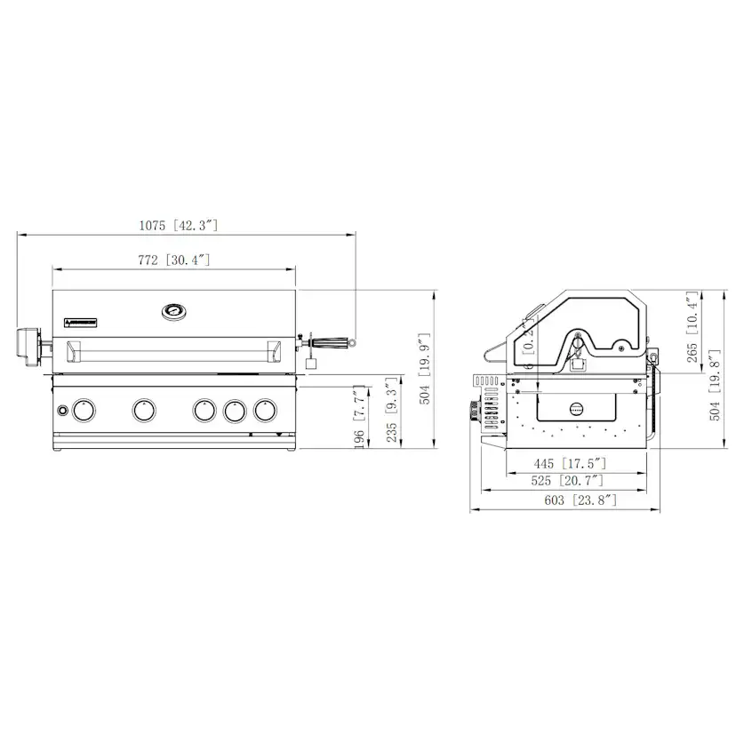 Gasolgrill Myoutdoorkitchen Inox Range med 4 Brännare och Infravärme