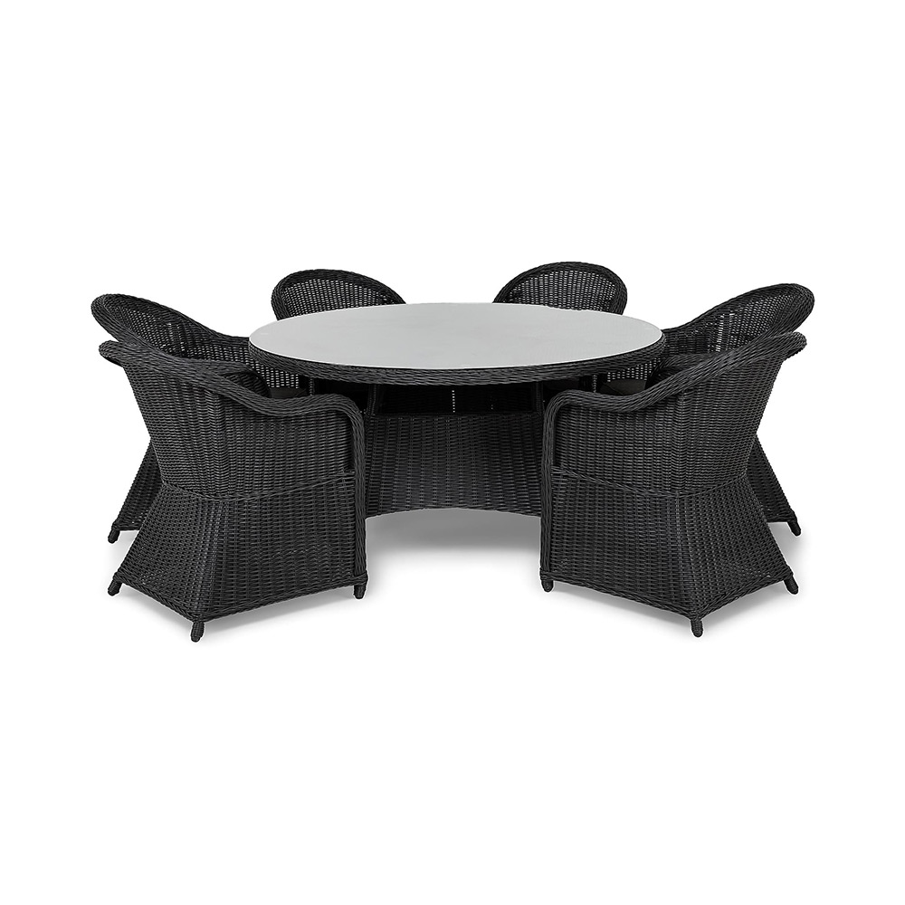 Matgrupp Utomhus Comfort Garden Marcus 140 Rund med 6 Light Utefåtöljer inkl. Dyna