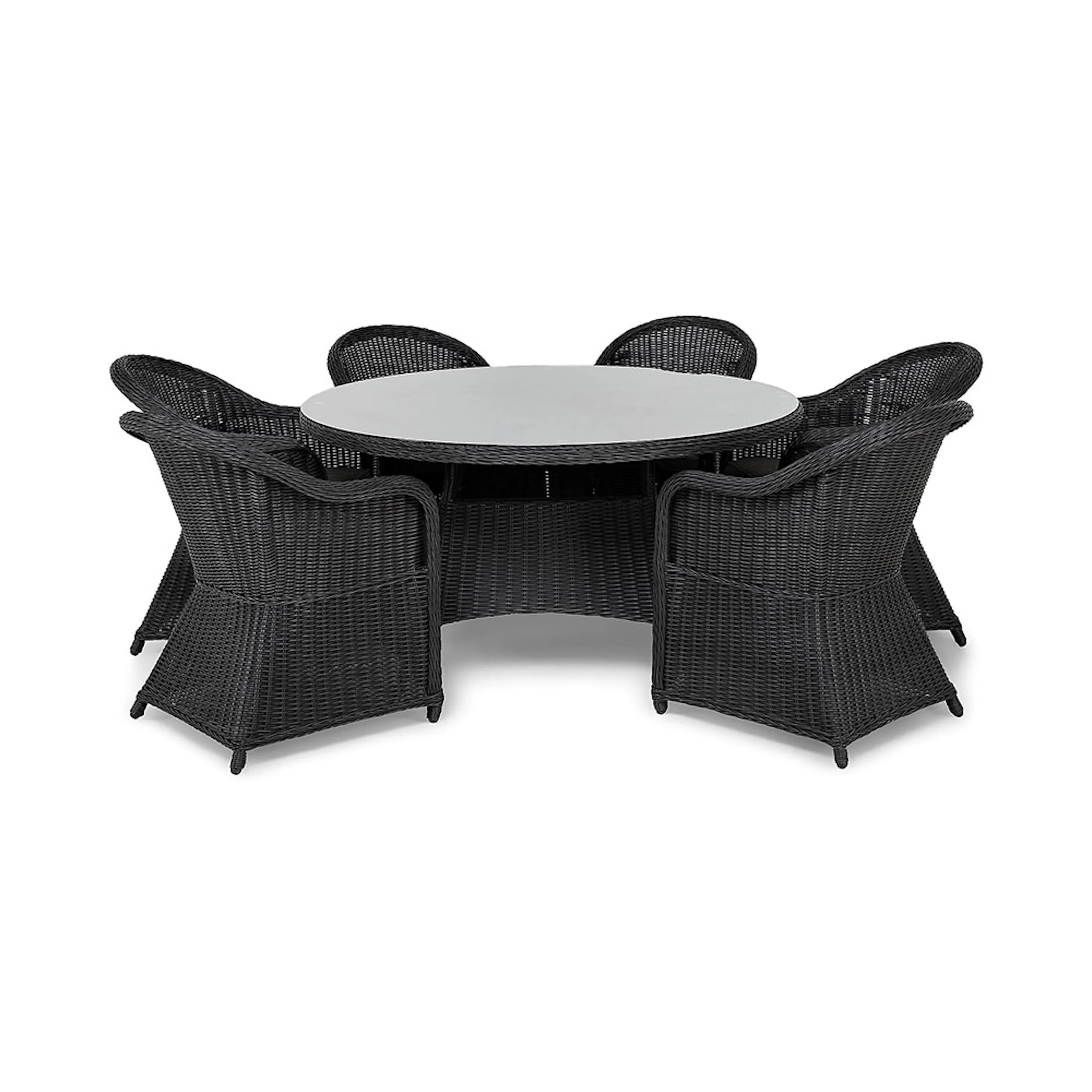 Matgrupp Utomhus Comfort Garden Marcus 140 Rund med 6 Light Utefåtöljer inkl. Dyna