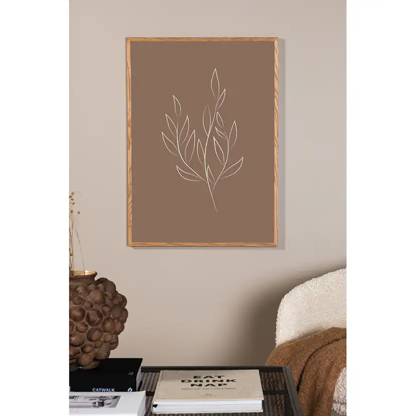 Posters Venture Home Drawed Leaf Brun