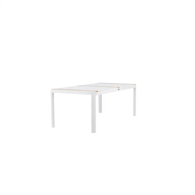Togo Dining Table, White, Teak, Aluminum Vit