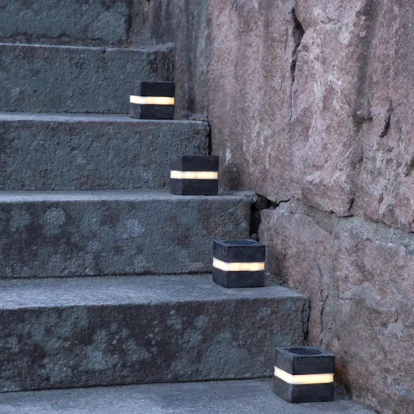 Solcellsdekoration Star Trading Stone Cube 8 cm MrkGr