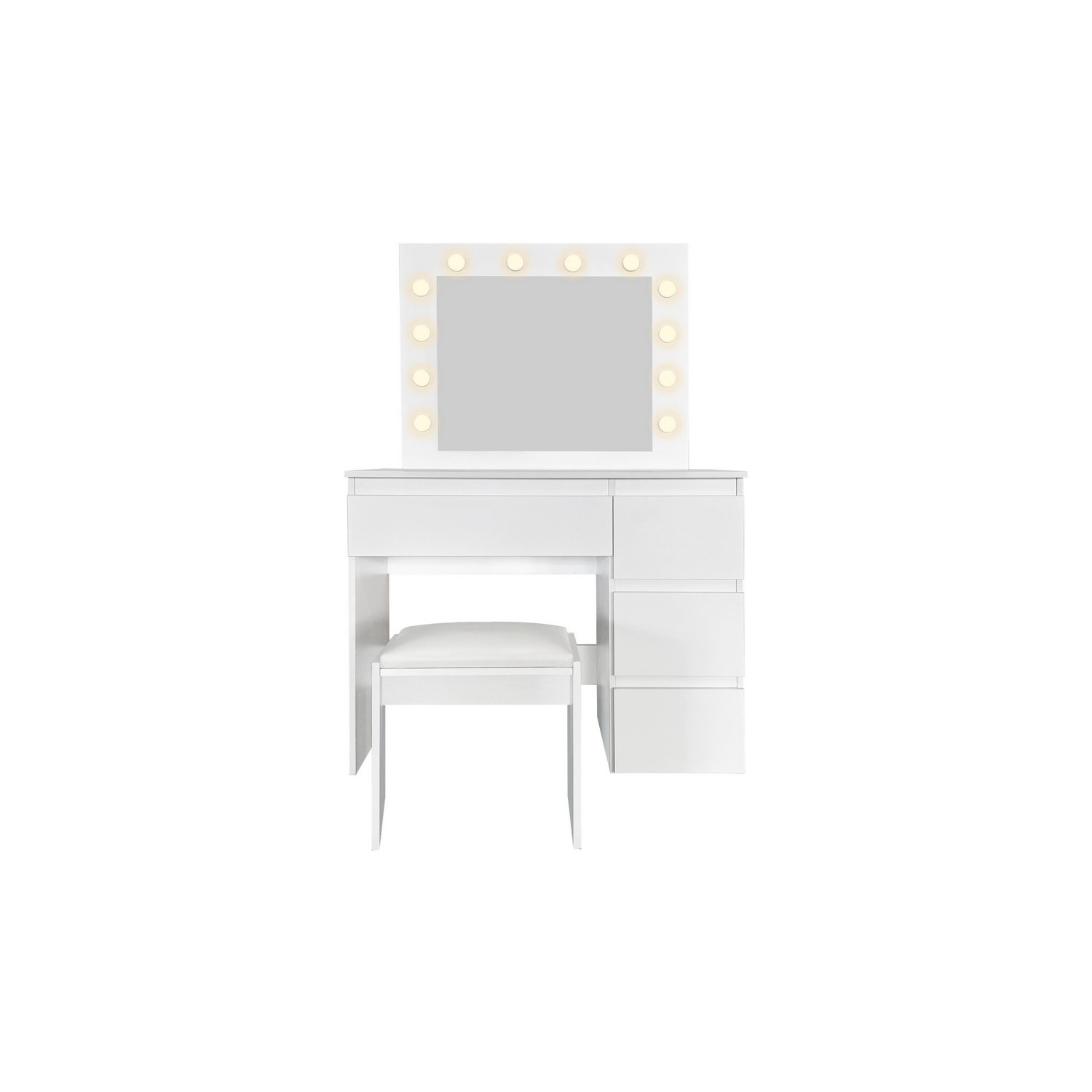 Sminkbord Scandinavian Choice Glow Komplett set med Spegel och Pall, LED-Belysning 94 cm