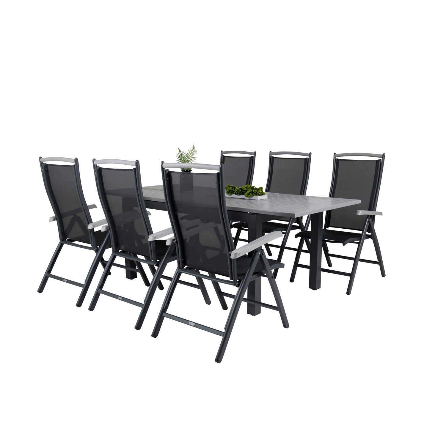 Albany Dining Table 160/240*100 - Svart Alu / Grey Aintwood+ Svart/Grå