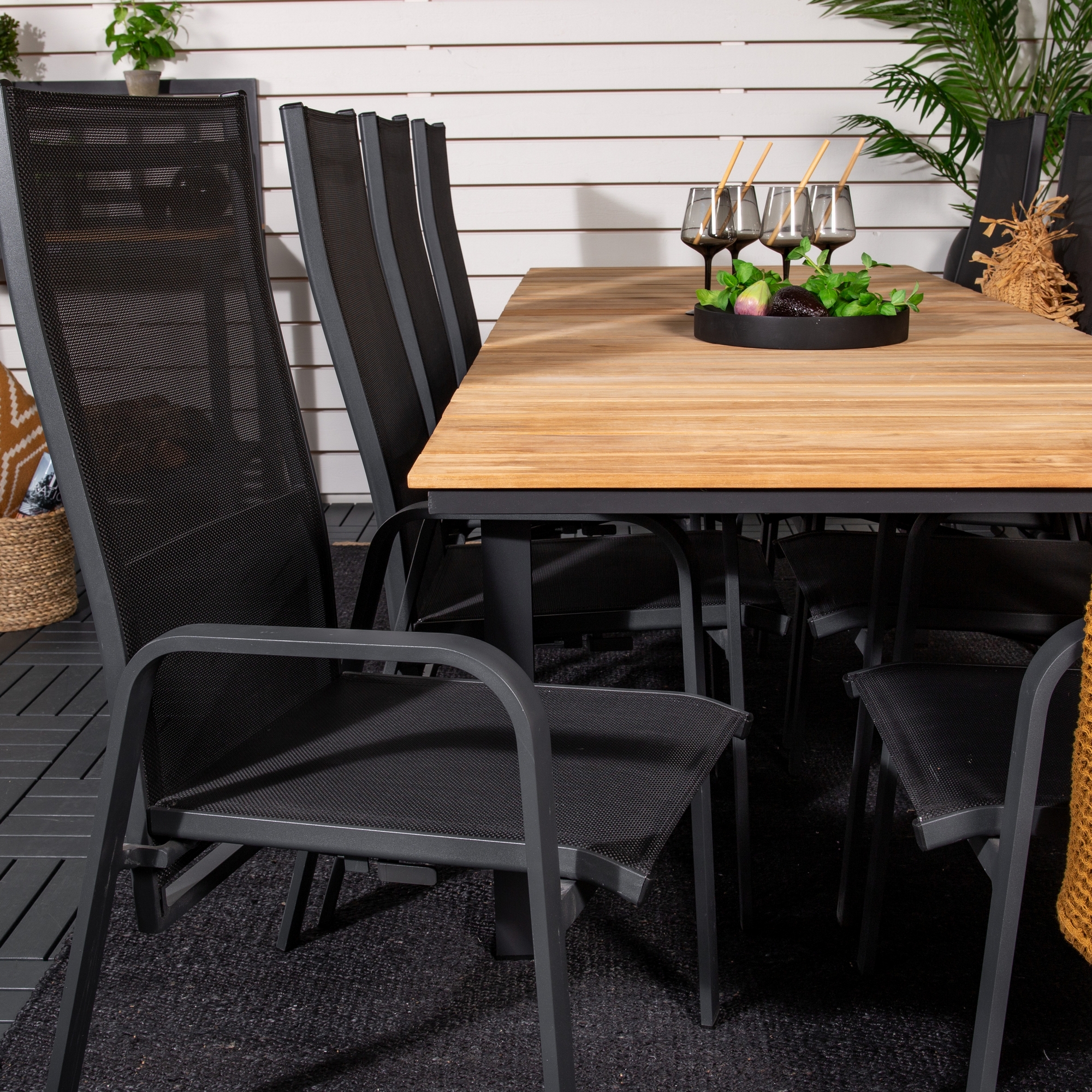Matgrupp Utomhus Venture Home Meya 160/240 med 8 Copacabana Trädgårdsstolar