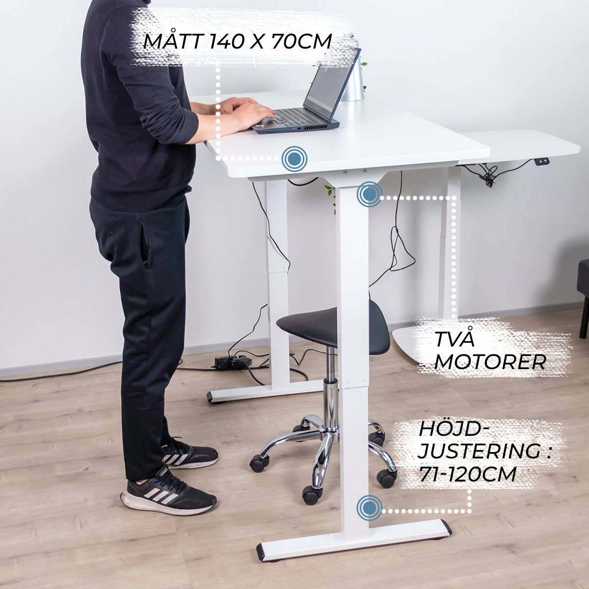 Skrivbord Lykke M200 140x70 cm Höj- och sänkbart