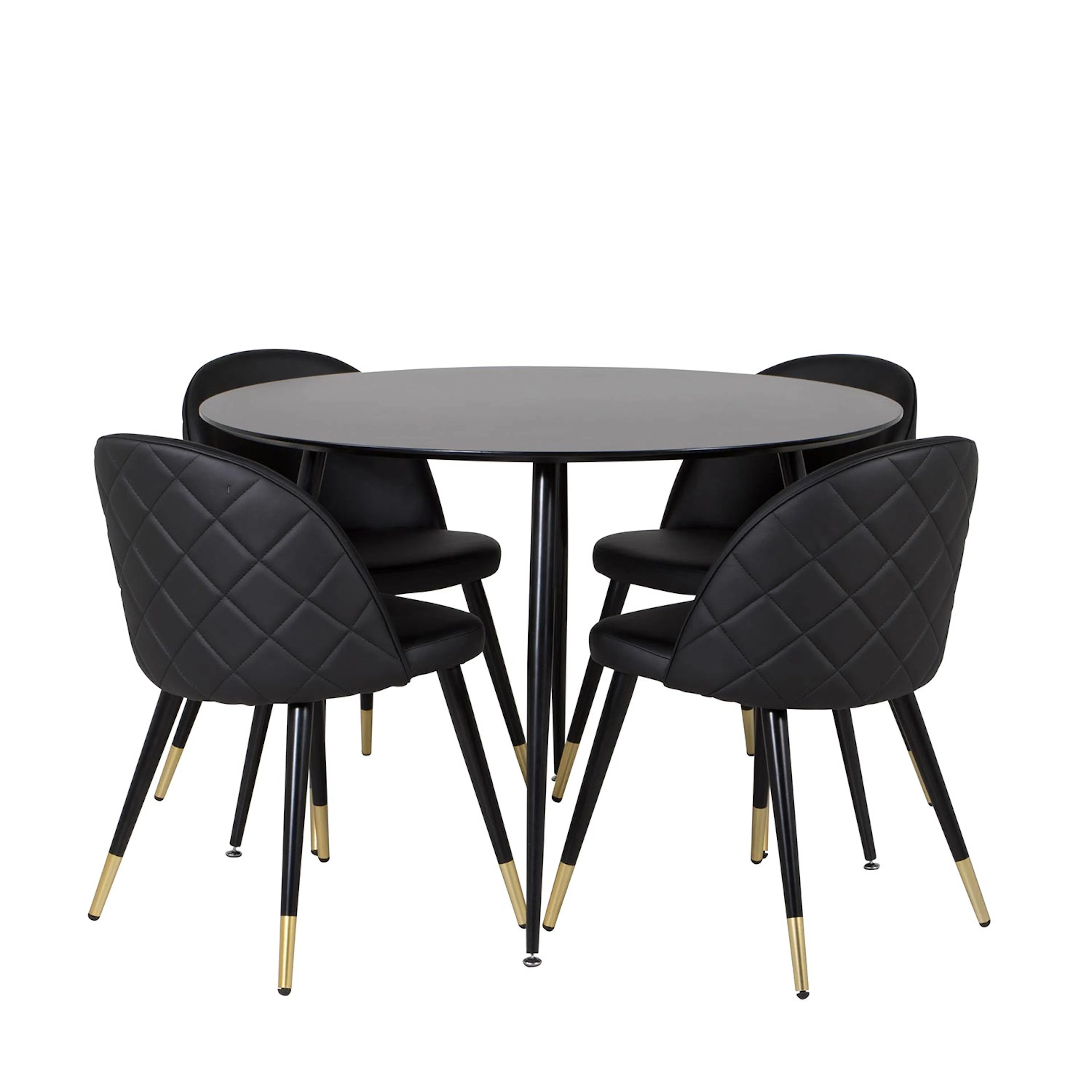 Matgrupp Venture Home Silvia med 4 Valentina Stolar Konstläder Runt