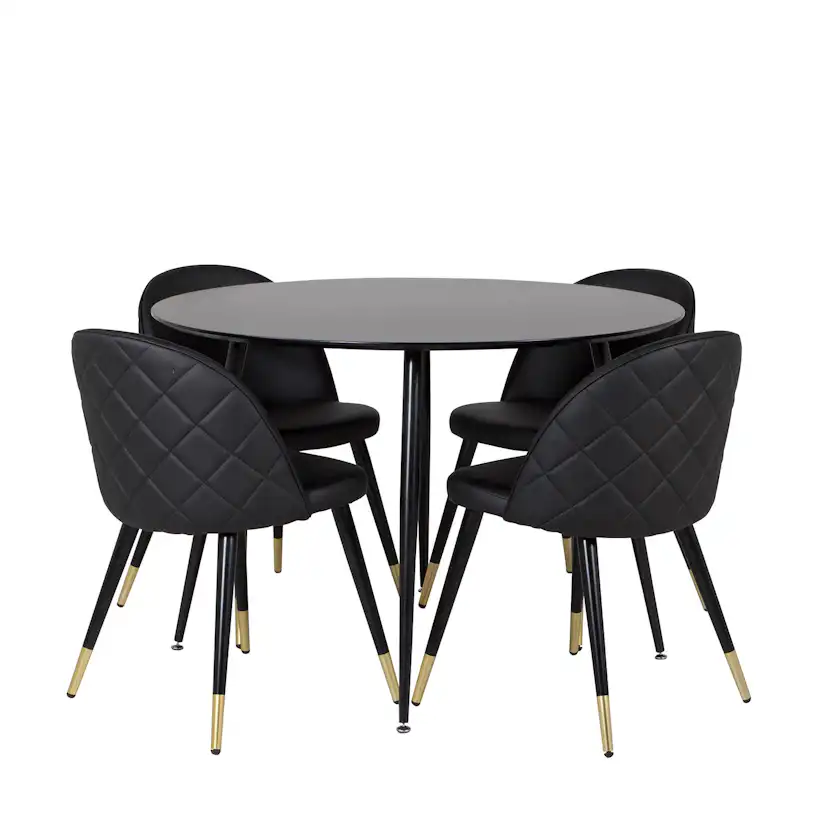 Matgrupp Venture Home Silvia med 4 Valentina Stolar Konstläder Runt