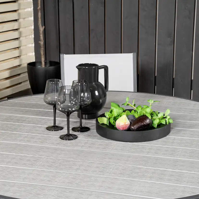 Parma - Table ø 140 - Svart Alu /Grey Aintwood+Copacabana Ar Grå