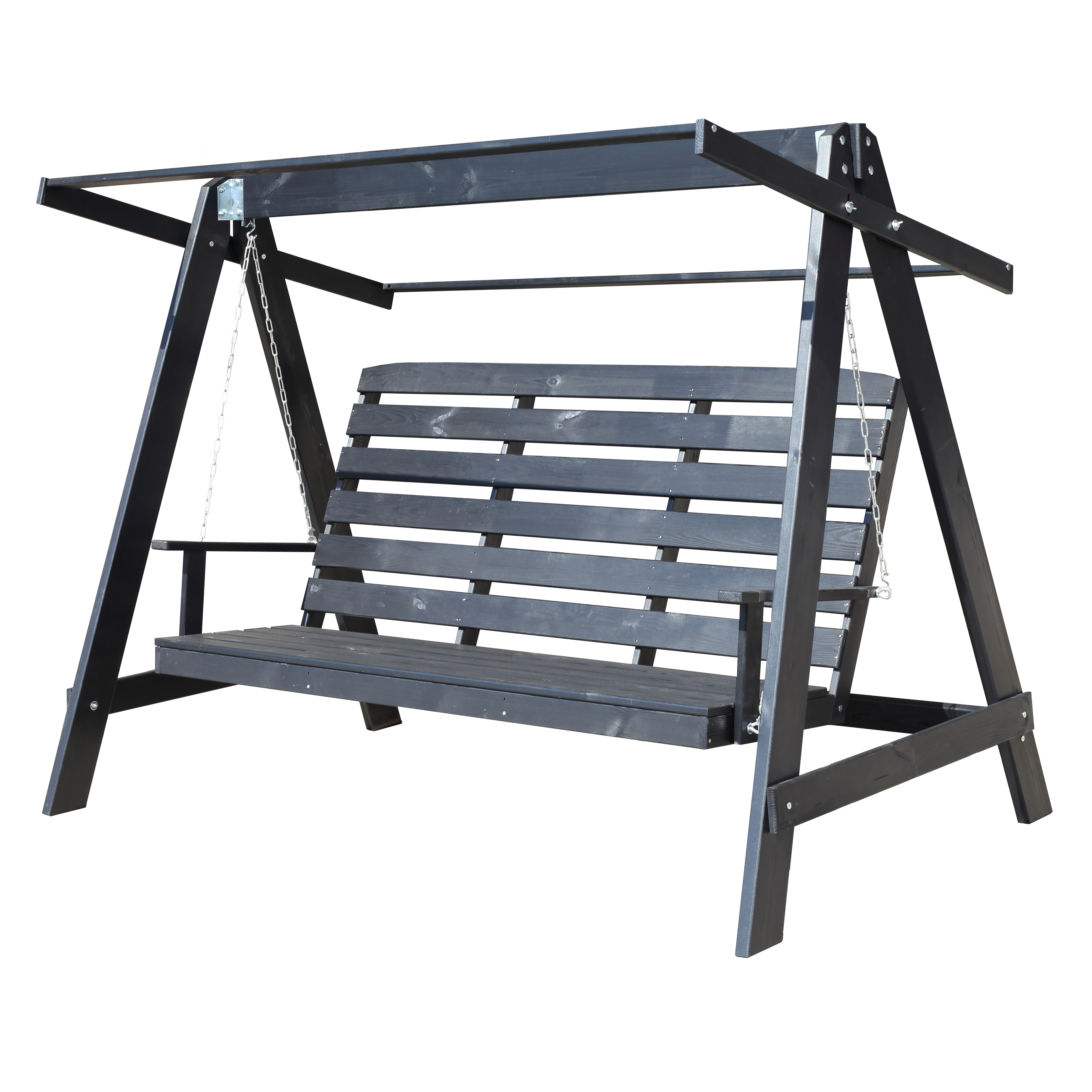 PELLE garden swing without roof, Svarte frame Grå