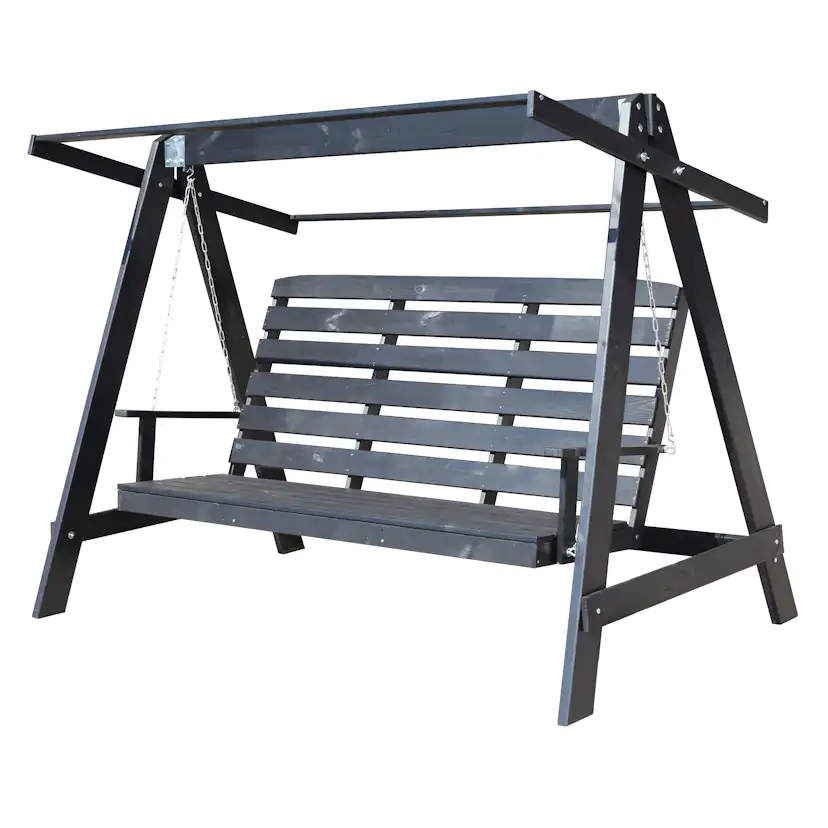 PELLE garden swing without roof, Svarte frame Grå