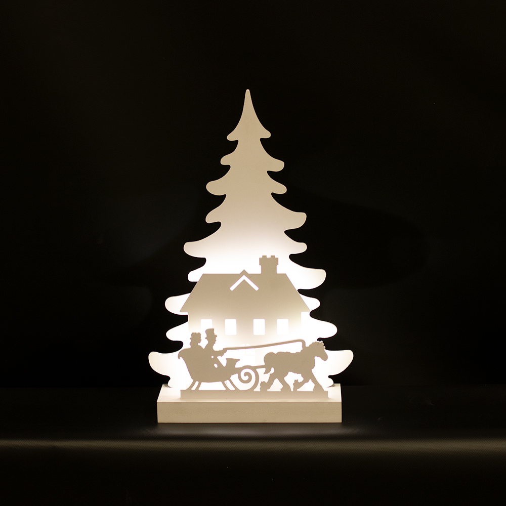 Juldekoration Nordic Winter 3D LED med Slädmotiv