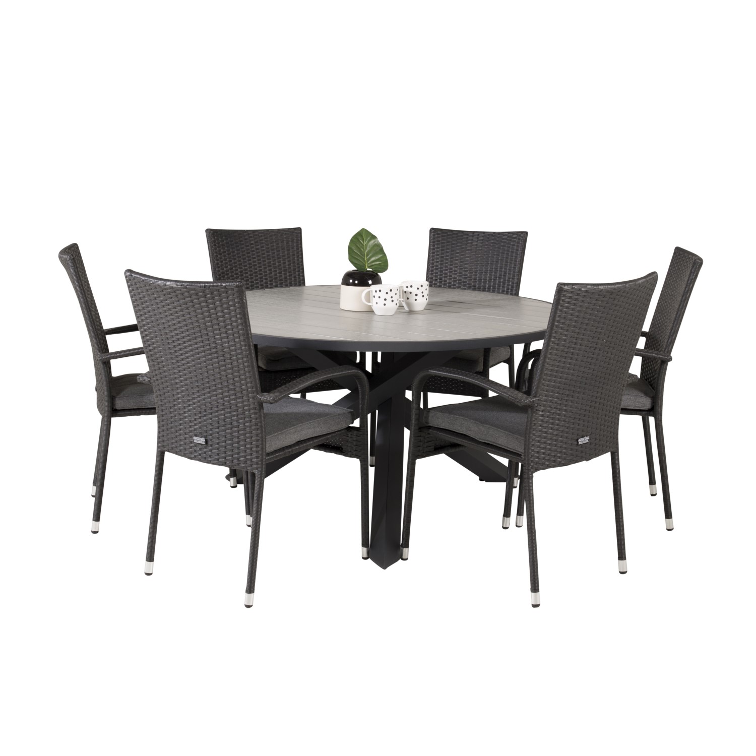 Matgrupp Utomhus Venture Home Pincy Ø140 med 6 Asta Trädgårdsstolar