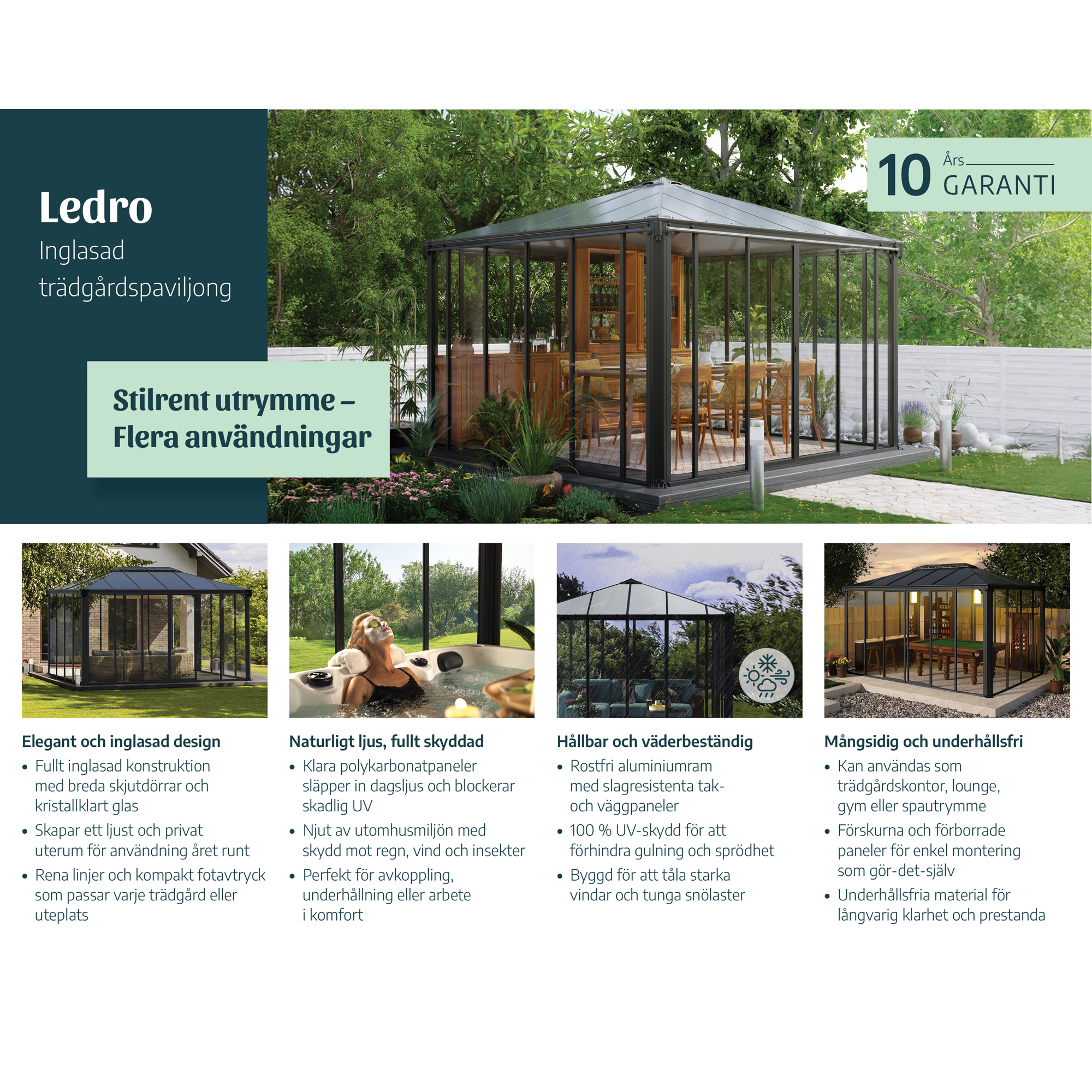 Växthus Canopia by Palram Ledro Aluminium Orangeri 18 m²