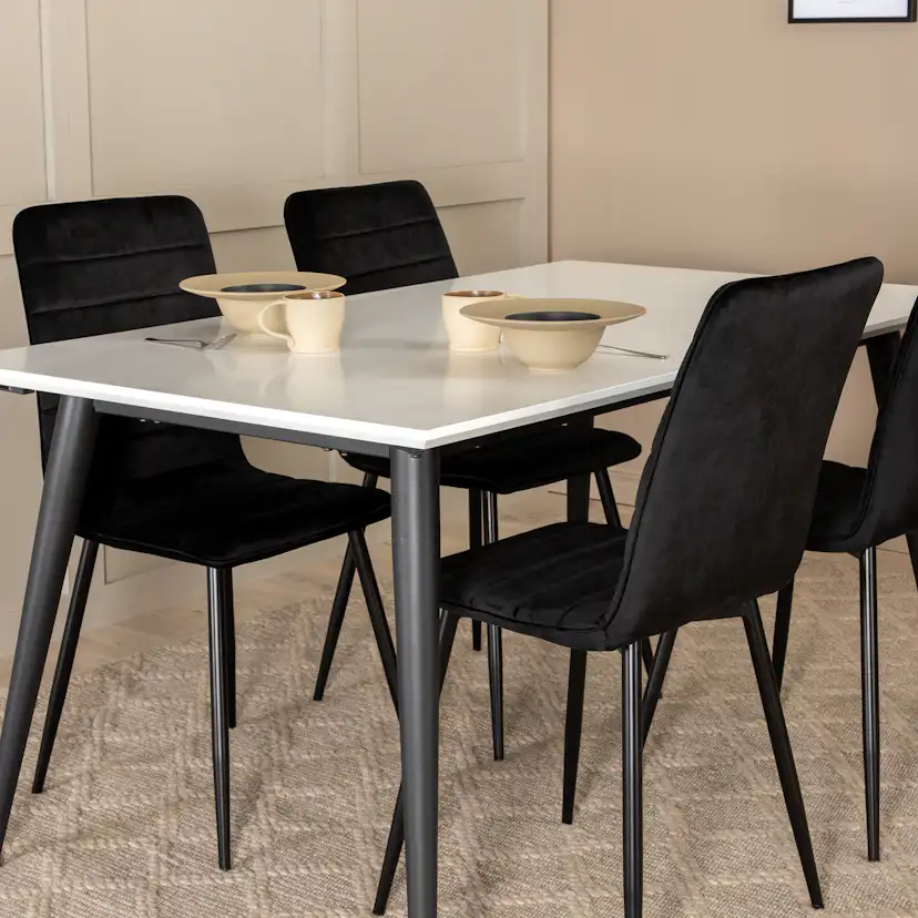 Jimmy Dining Table - Black / White HPL+Windu Lyx Chair - Bla Svart