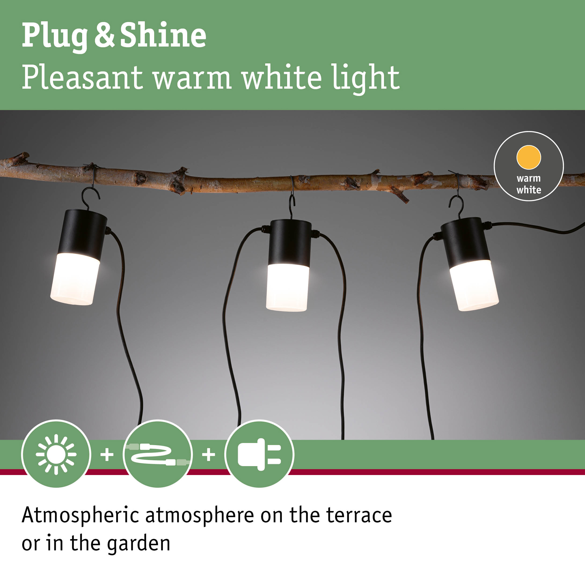 Ljusslinga LED Paulmann Tubs Fairy Lights Plug & Shine IP44 24V