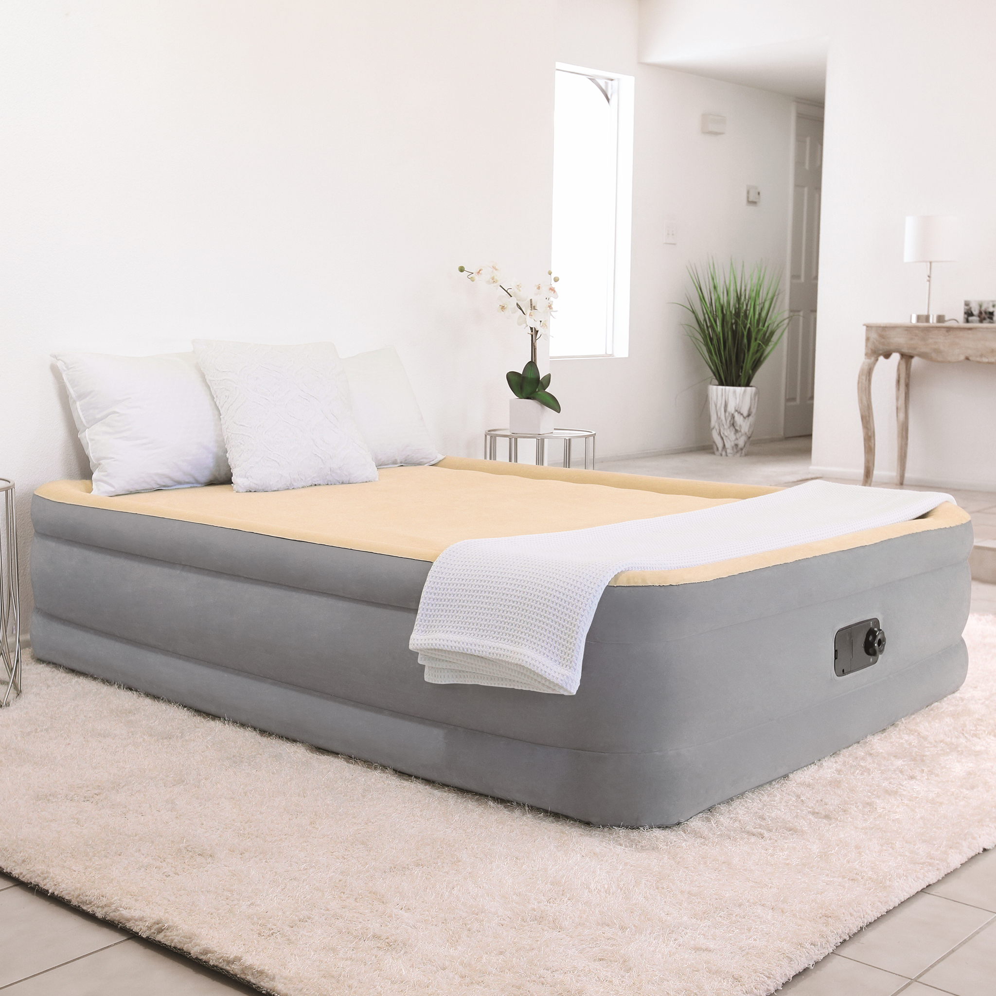 Uppblåsbar Dubbelsäng Bestway Hög Inbyggd Pump Tritech Queen Airbed 2 Personer