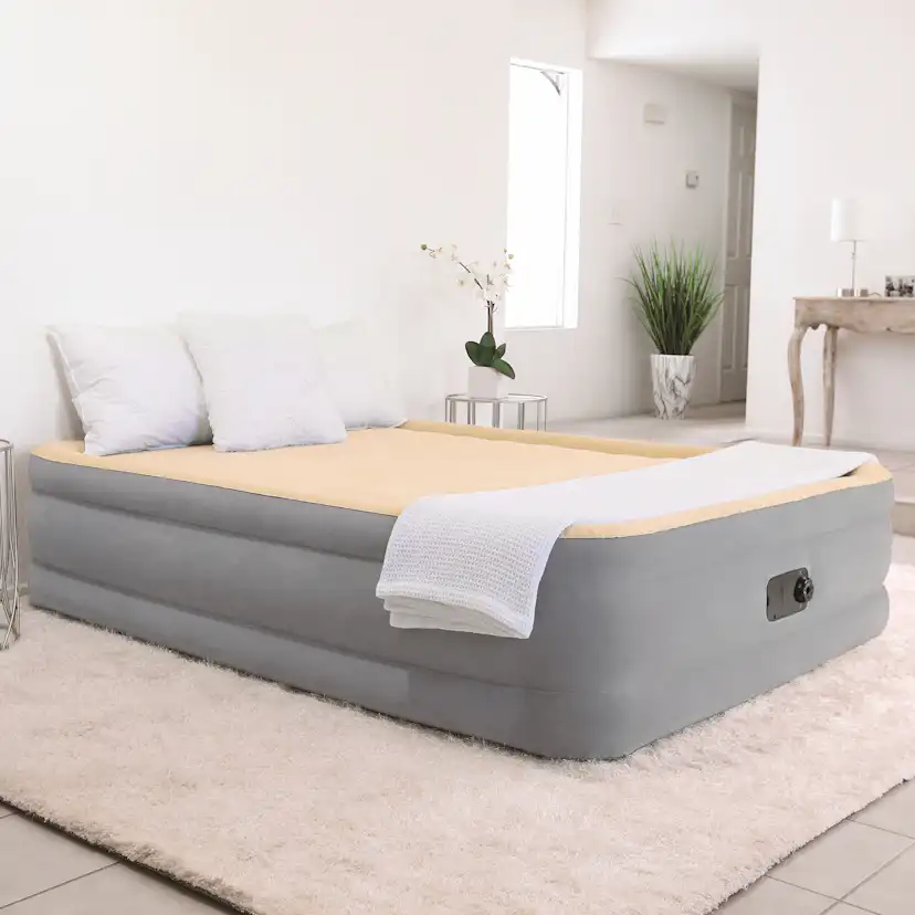 Uppblåsbar Dubbelsäng Bestway Hög Inbyggd Pump Tritech Queen Airbed 2 Personer