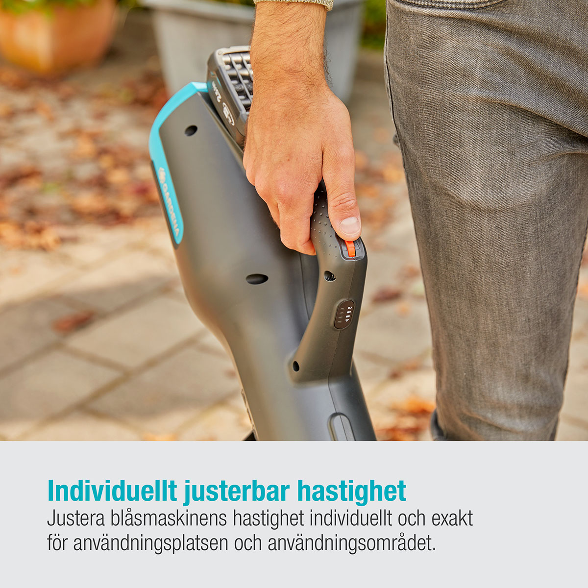 Lövblåsare Gardena PowerJet 18V P4A Komplett (2,5Ah batteri + standardladdare)