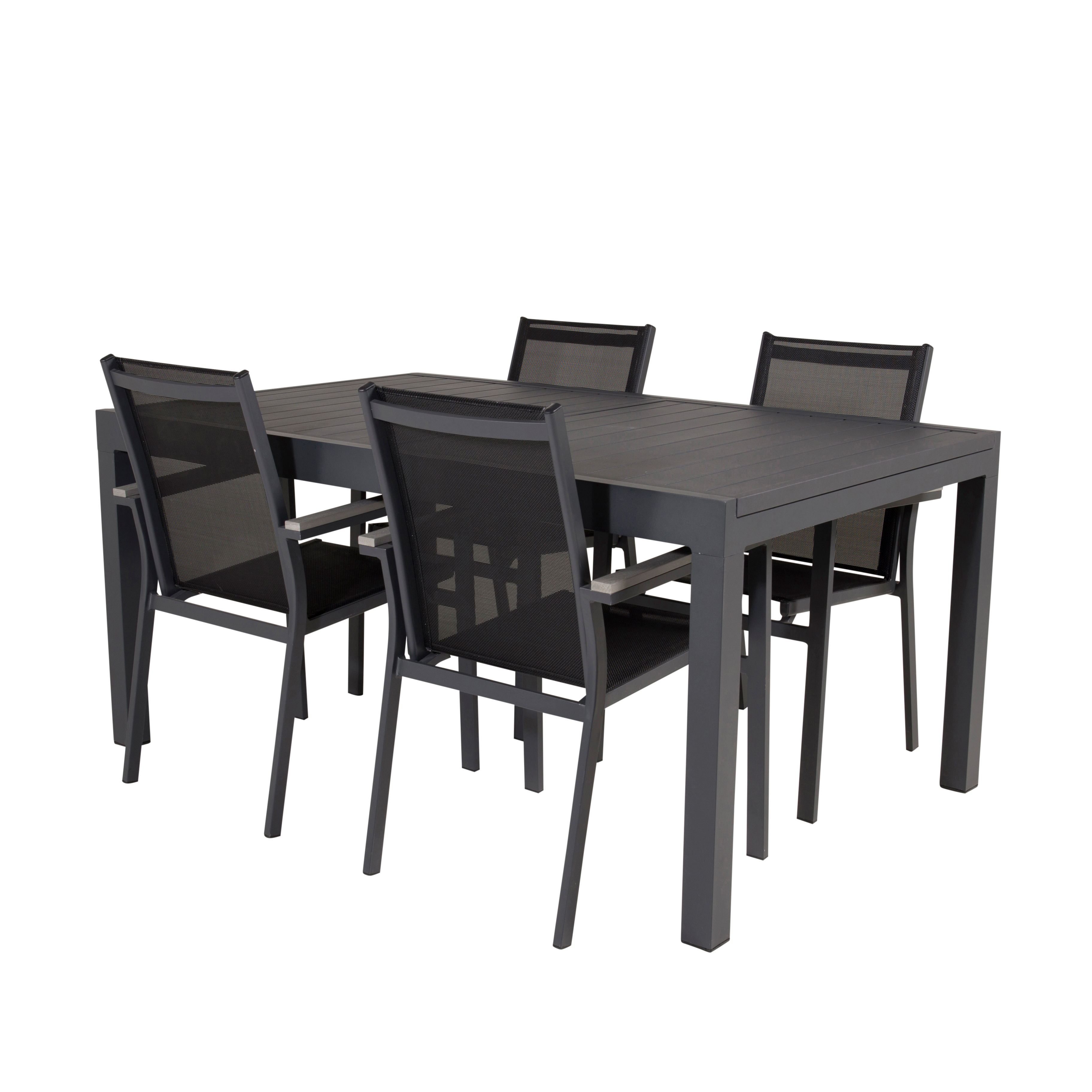 Marbella Bord160/240*100*H75-svart+Parmastolsvart/svart Grå4 Svart/Svart