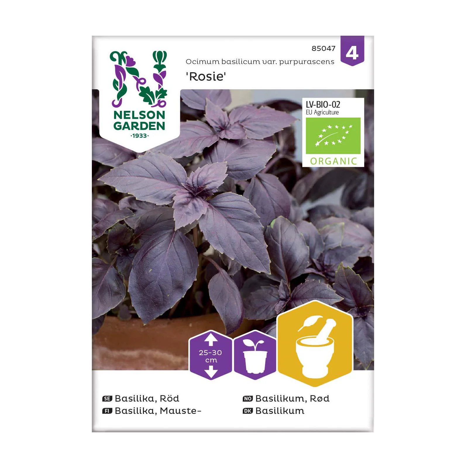 Frö Basilika Nelson Garden Rosie Röd Organic