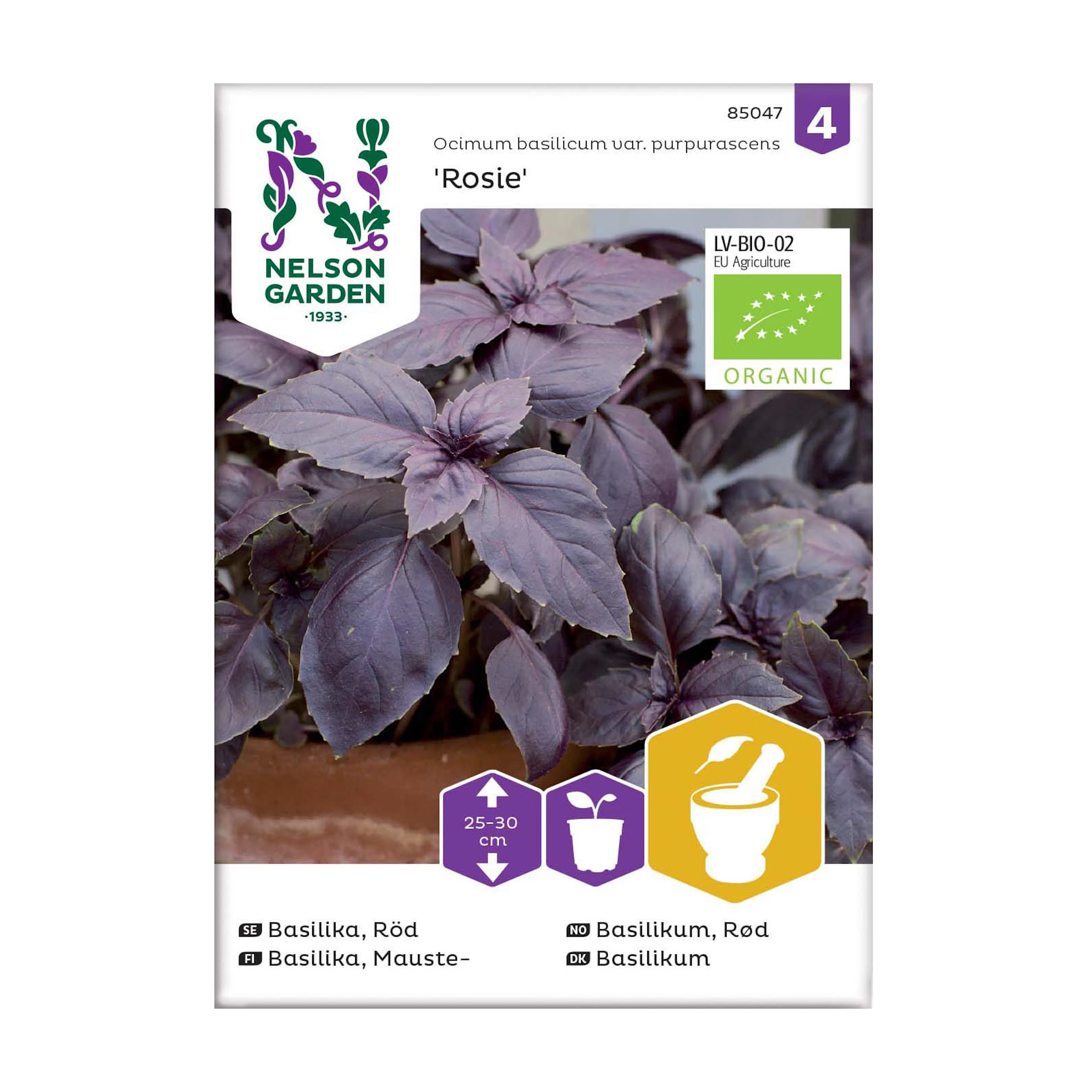 Frö Basilika Nelson Garden Rosie Röd Organic
