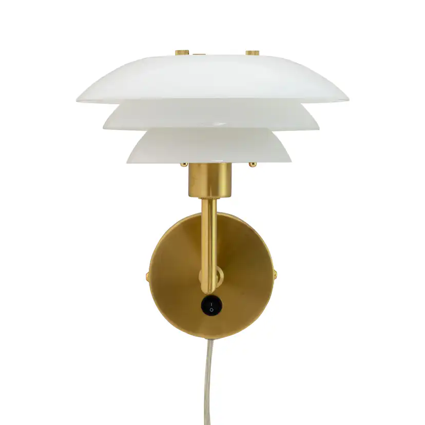 Vägglampa Dyberg Larsen DL20 Opal/Mässing: 20 cm