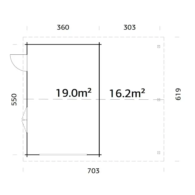 Garage Palmako Roger med Carport 36,5 m2