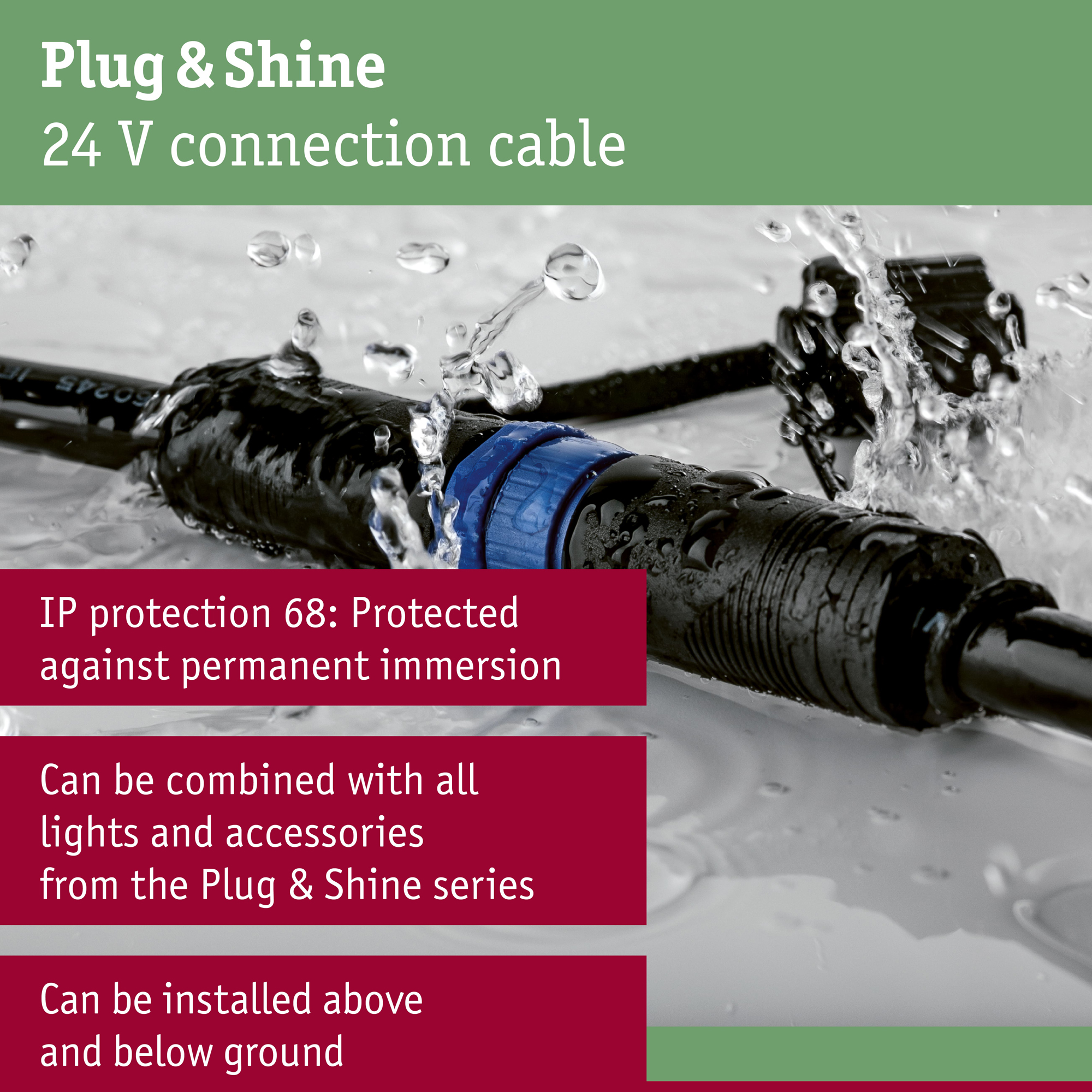 Anslutningskabel Paulmann Plug & Shine IP68 max. 150W 1in-7ut