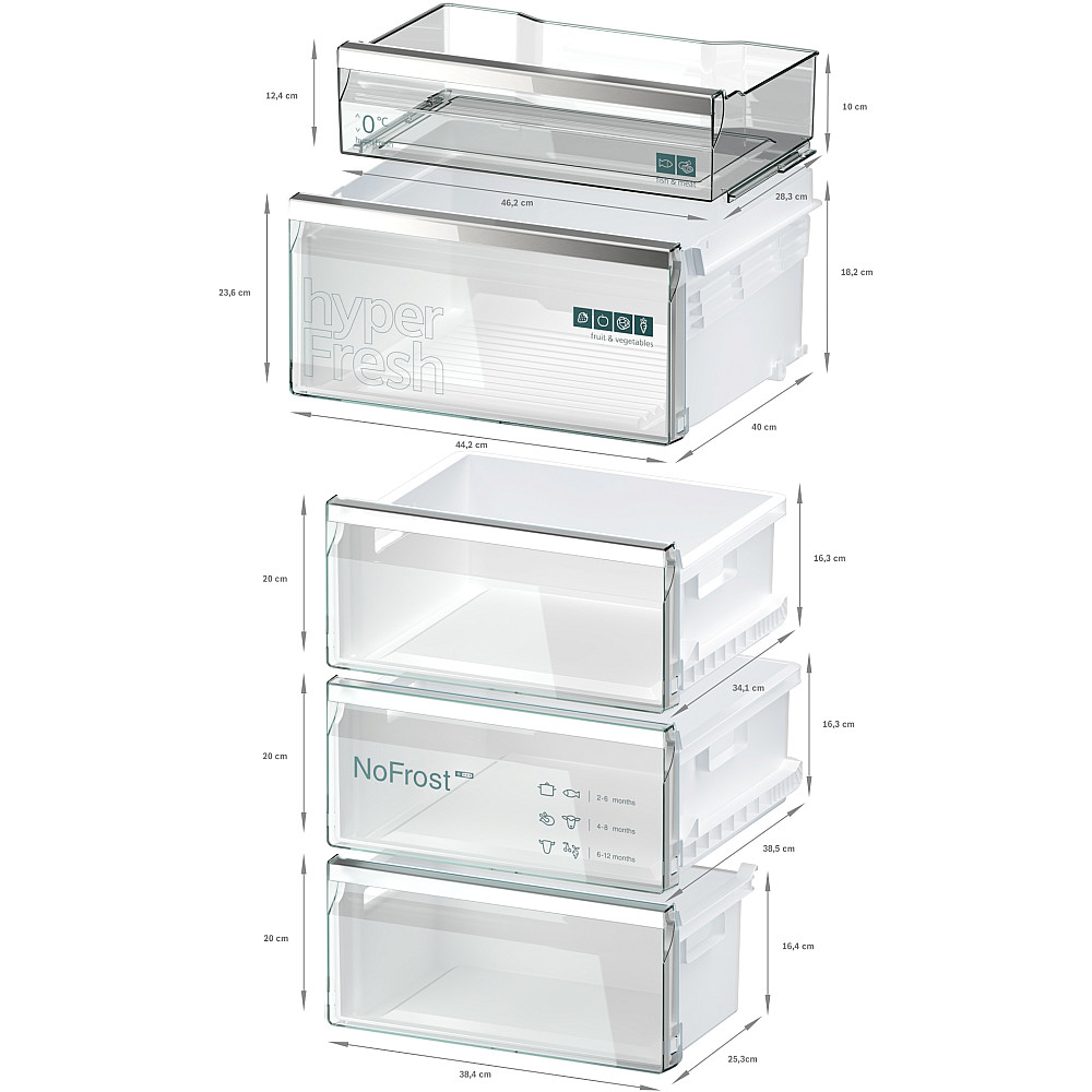 Fristående Kyl Frys Siemens iQ500 KG39N4X1F med LED-Belysning