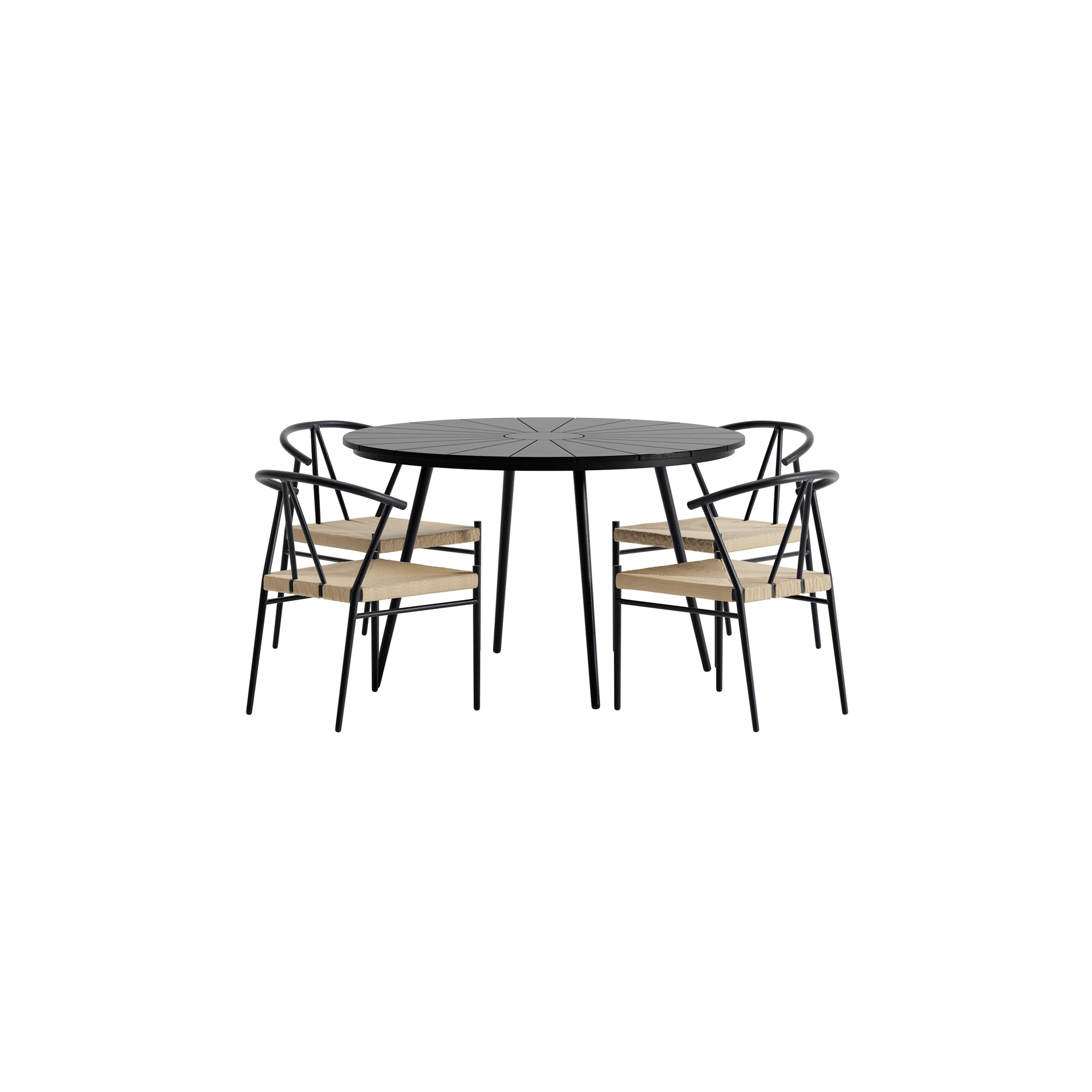 San Vito Table - Black with 4 Alfons Chair - Black Färg: Svart