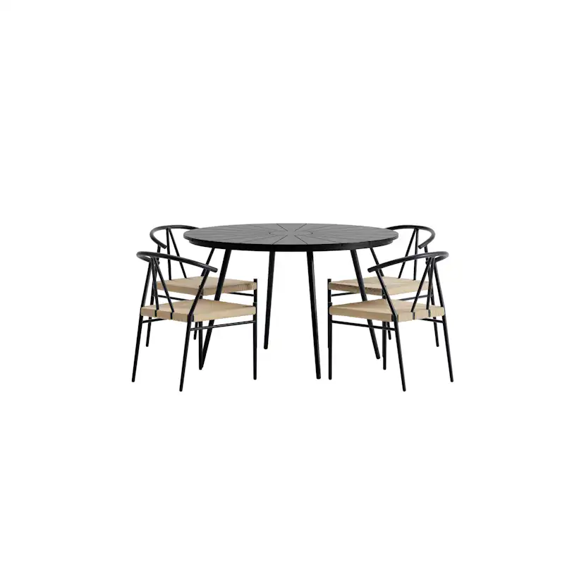 San Vito Table - Black with 4 Alfons Chair - Black Färg: Svart