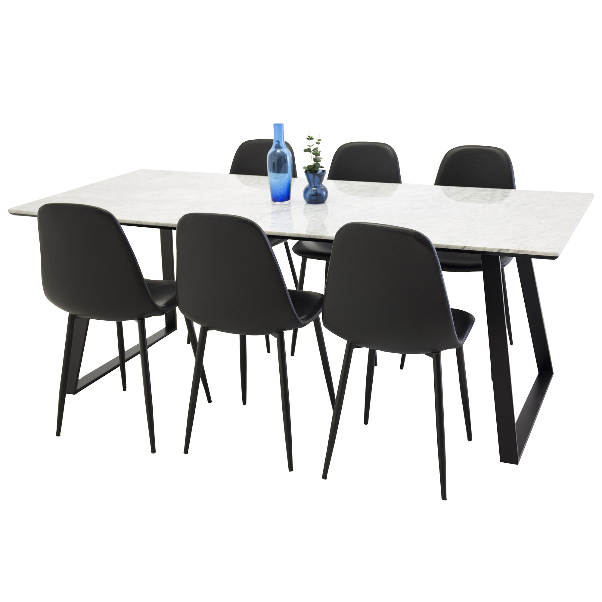 Matgrupp Venture Home Estelle med 6 Pobbie Stolar Konstläder