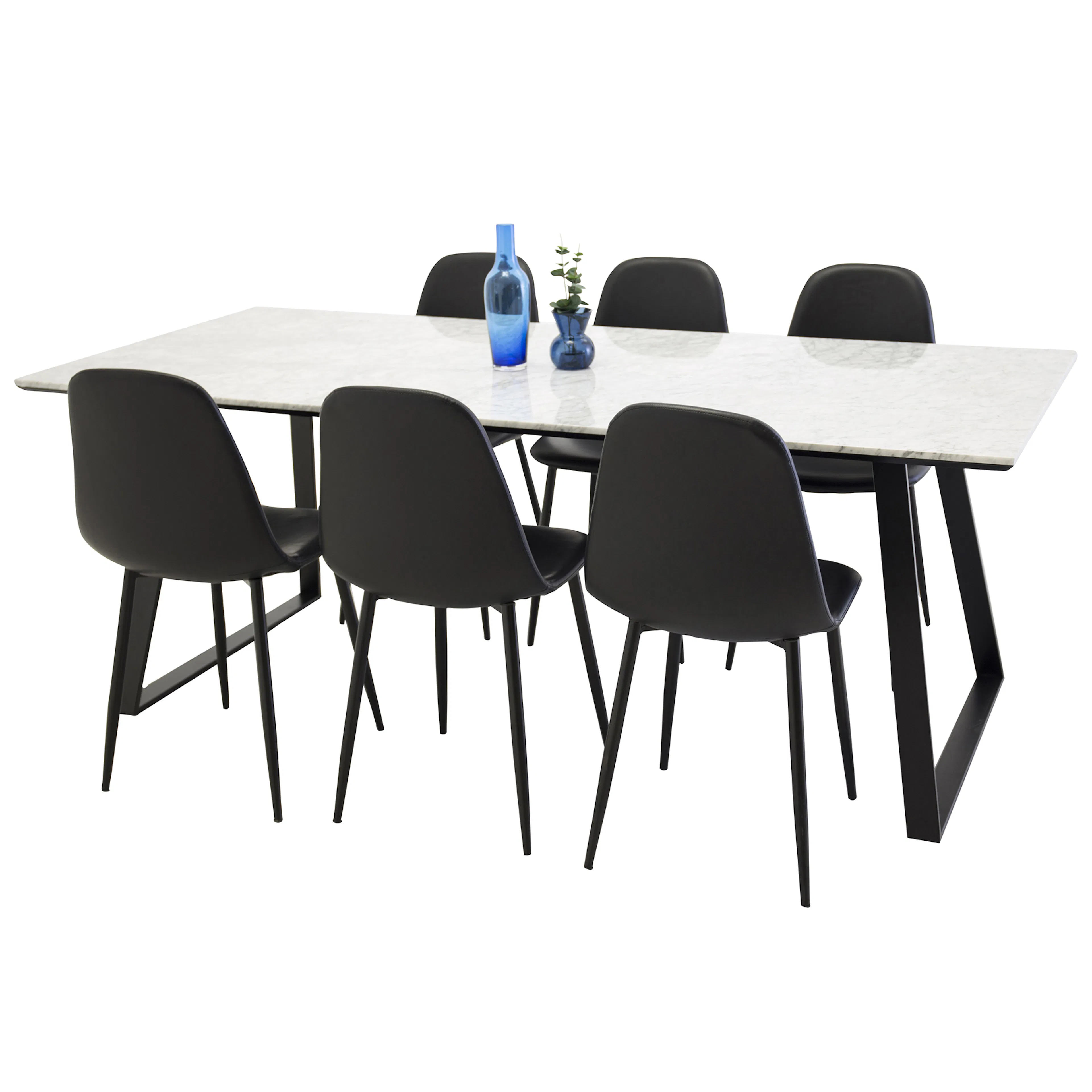 Matgrupp Venture Home Estelle med 6 Pobbie Stolar Konstläder