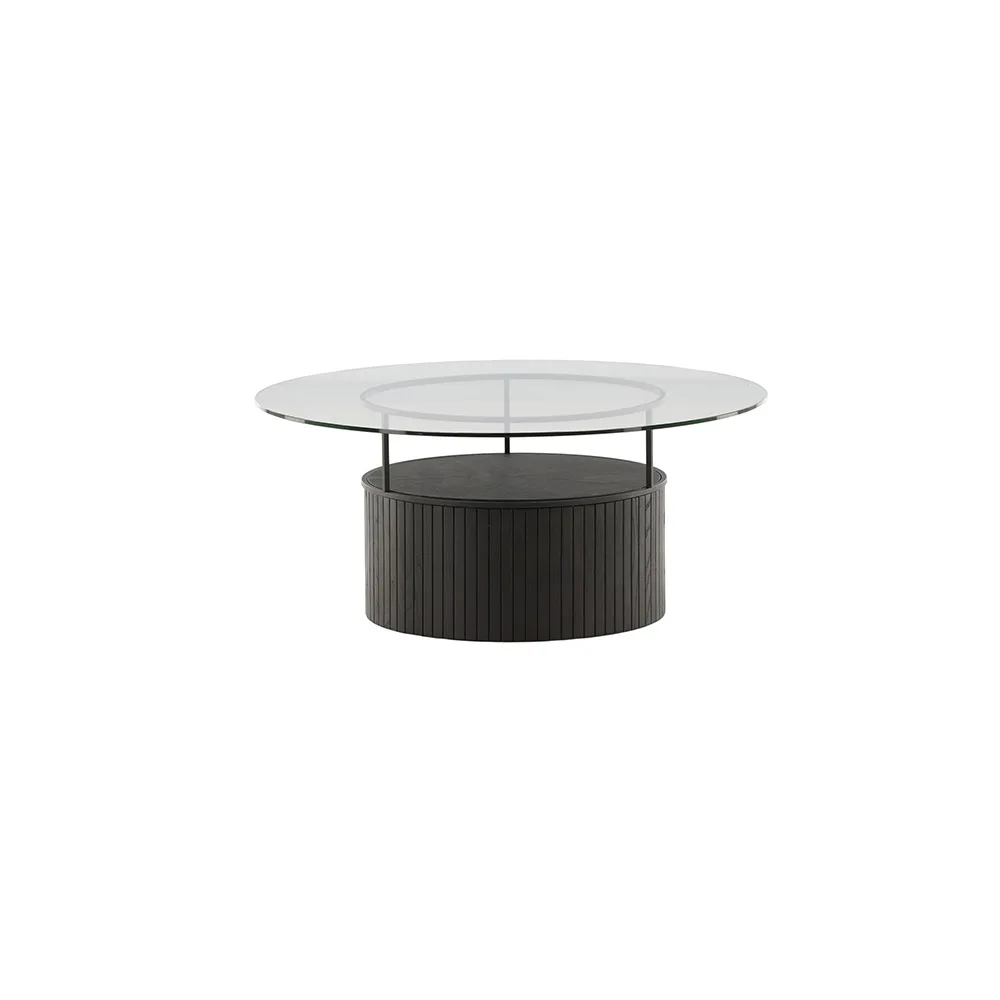Soffbord Venture Home Bovall Runt Vardagsrumsbord i Svart Ask & Glas