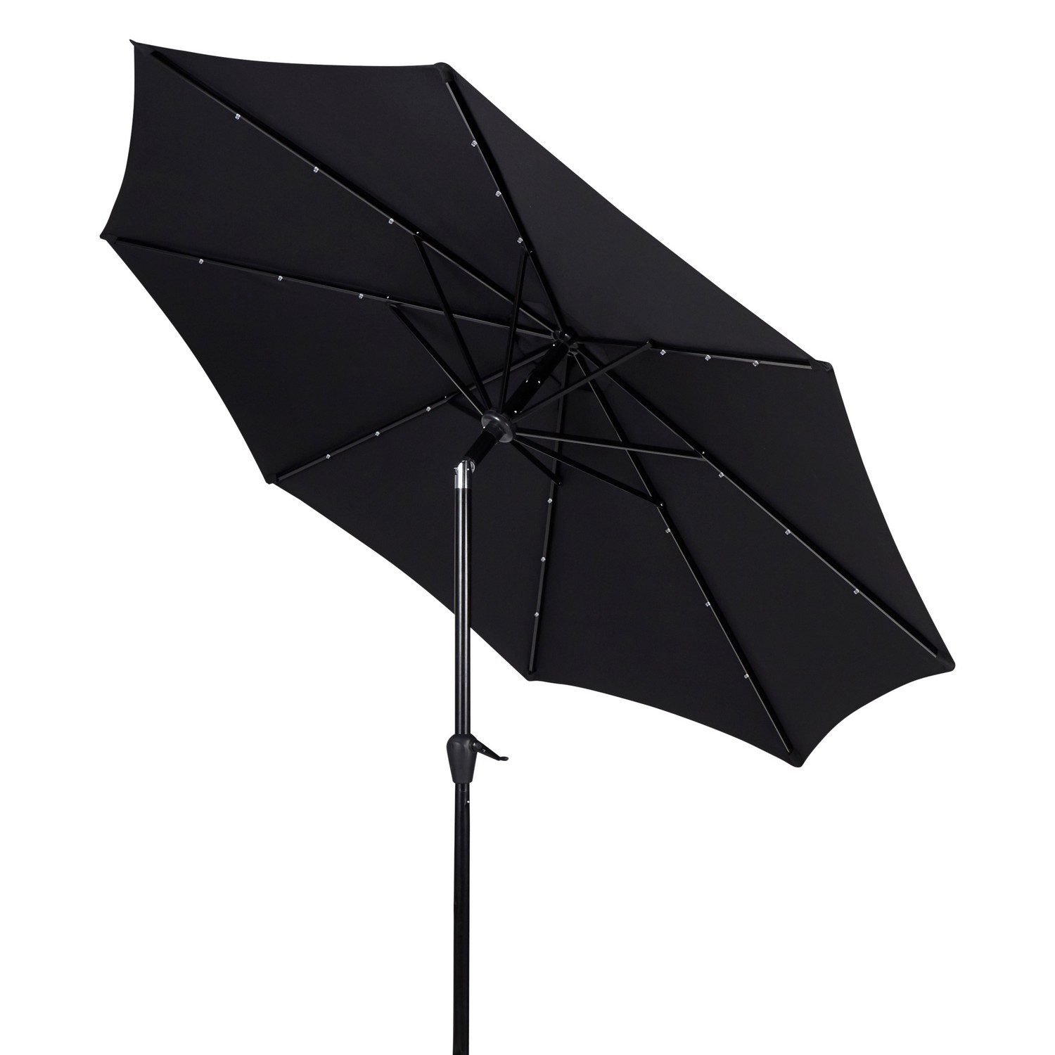 UMBRELLA W/CRANK W/SOLAR/LED W/TILT Ø3M (47340) Svart/Svart