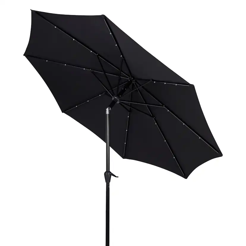UMBRELLA W/CRANK W/SOLAR/LED W/TILT Ø3M (47340) Svart/Svart