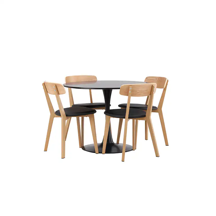 Matgrupp Venture Home Glade Ø 100 cm med 4 Sanjos Stolar