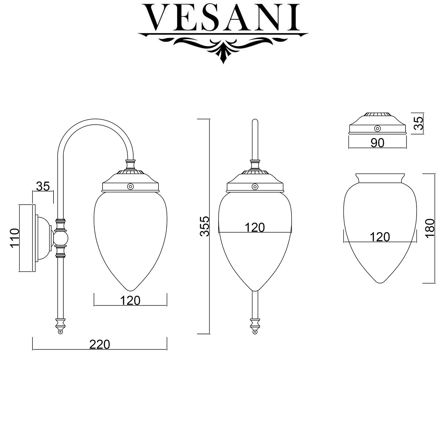 Vägglampa Vesani Ekenäs