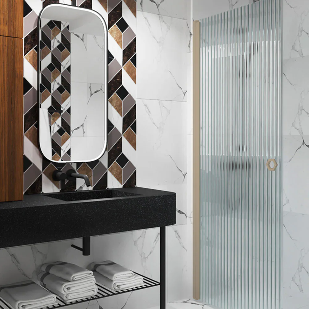 Forma 302 Vändbar duschvägg 885X2025 mm, Reeded, Sand Profiler