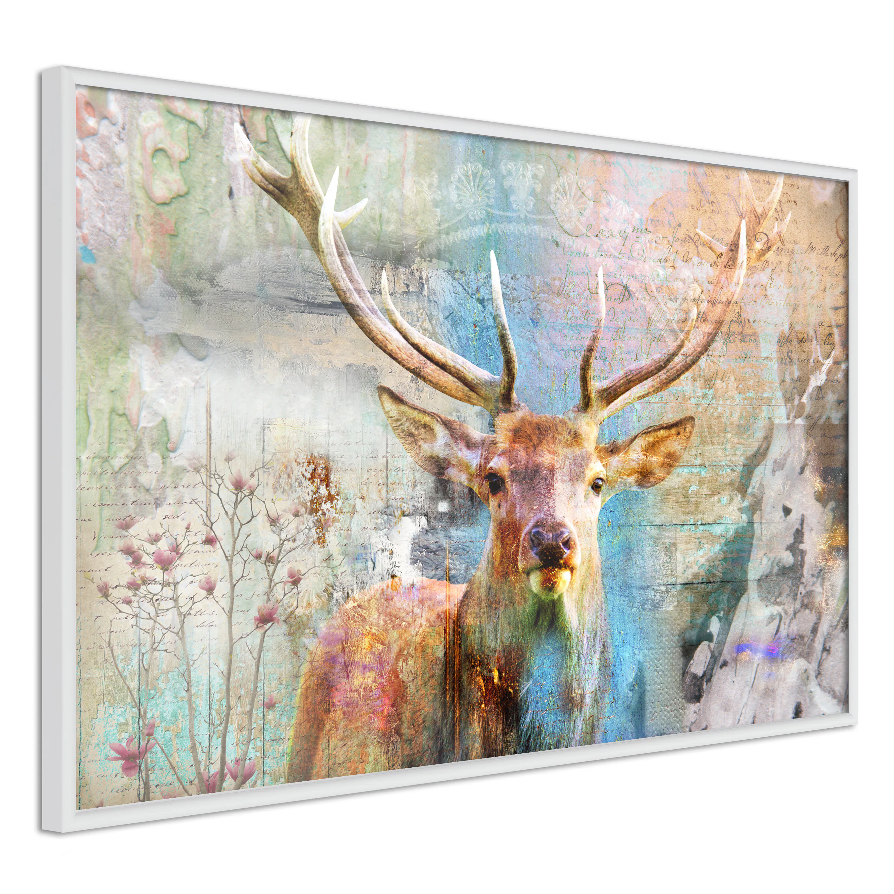 Poster Artgeist Affisch Deer on Wood