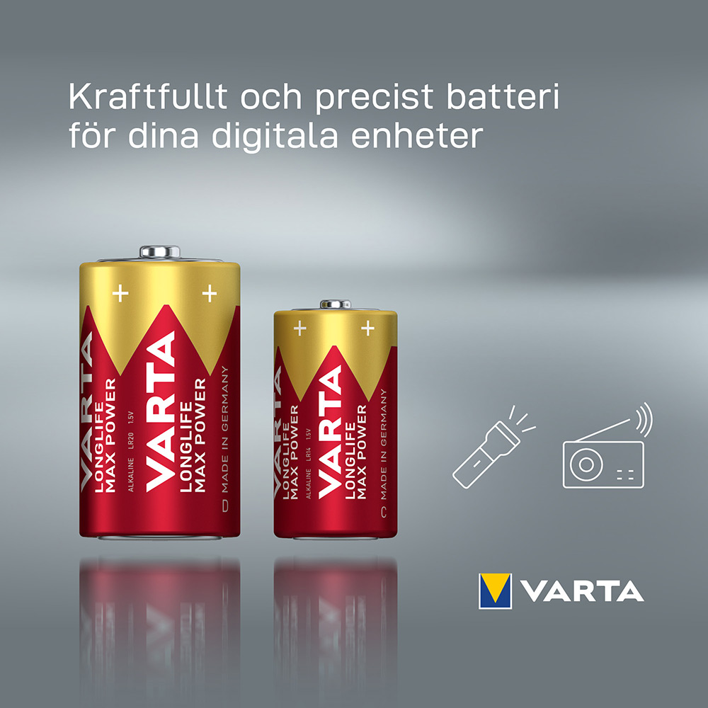 Batteri VARTA Alkaliska Max Power LR20/D 2-Pack