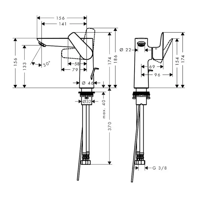 Tvättställsblandare Hansgrohe Talis E 150