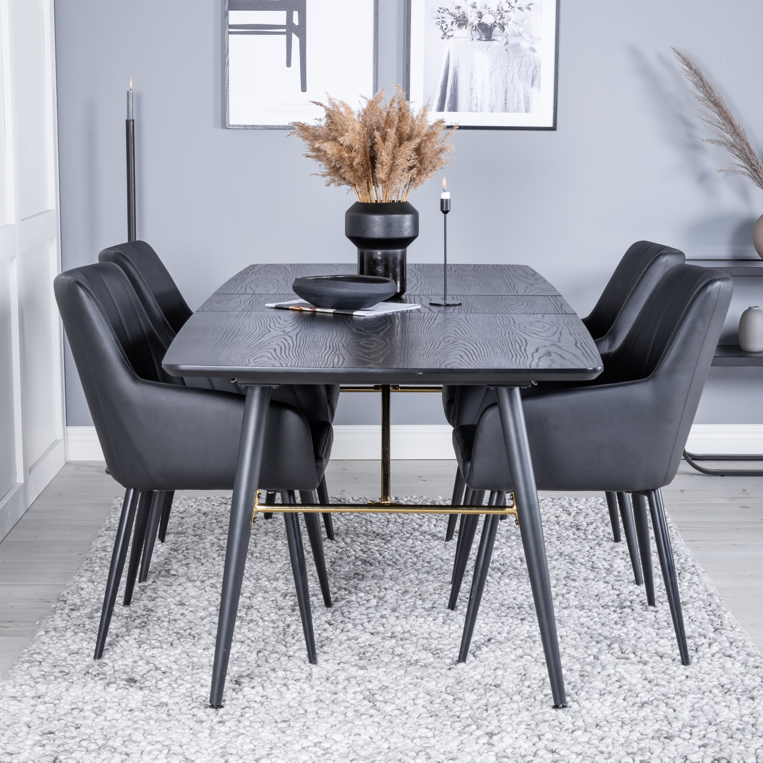 Matgrupp Venture Home Guld med 4 Corina Stolar Konstläder