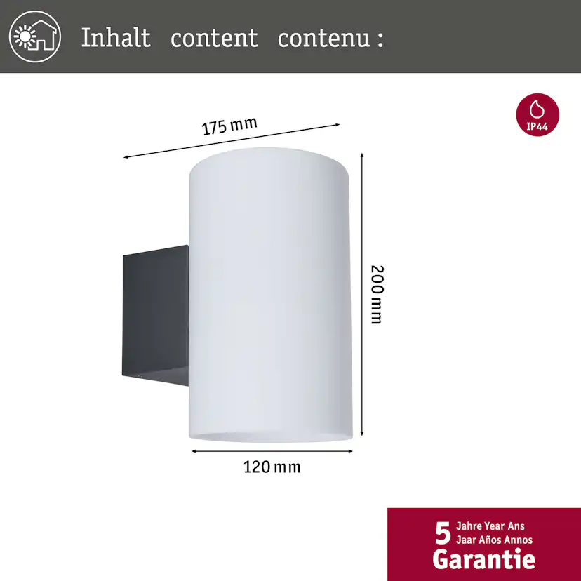 Fasadbelysning Paulmann Tube IP54 230V E27