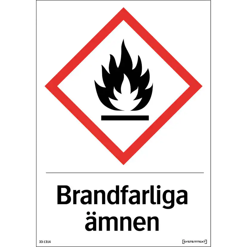 Skylt Systemtext Brandfarliga Ämnen 210x297 mm Plast