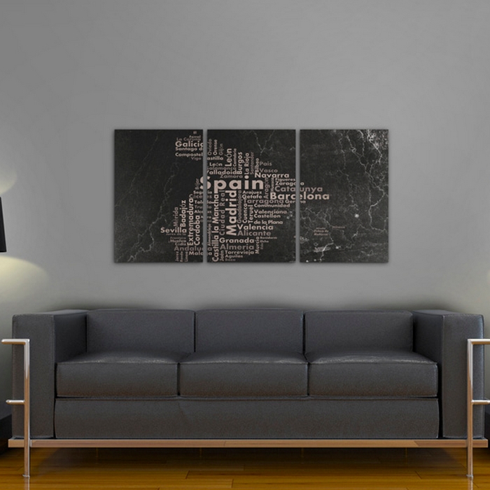 Tavla Arkiio Map Of Spain On The Blackboard Triptich