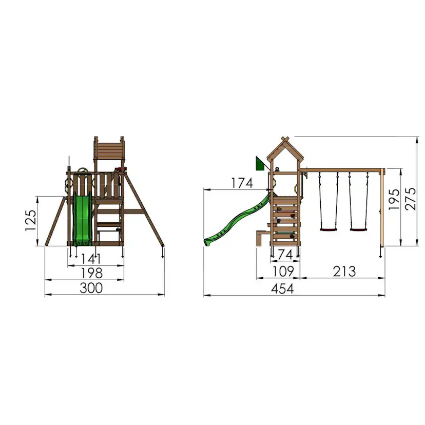 Lektorn Jungle Gym Teepee Gungmodul & Rutschkana