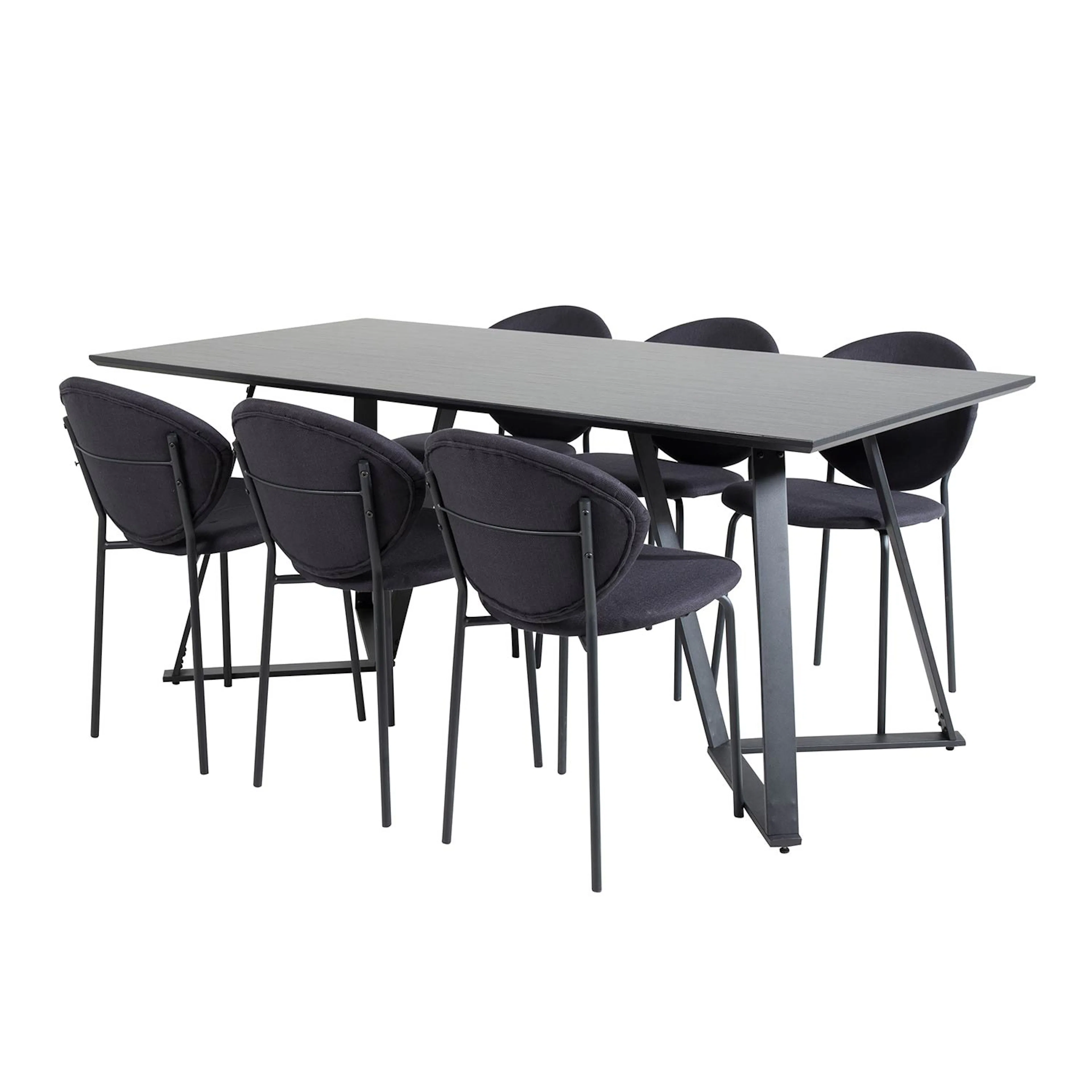 Marina Table - Black top /Vault Chair - - Black Fabric_6 Svart/Svart
